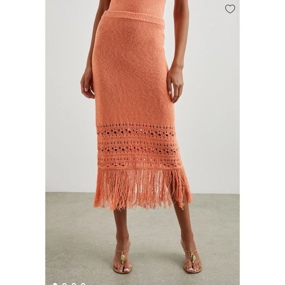 Rails Kaja Fringe Crochet Knit Skirt Persimmon Orange Women’s XS Linen Blend - Picture 1 of 12